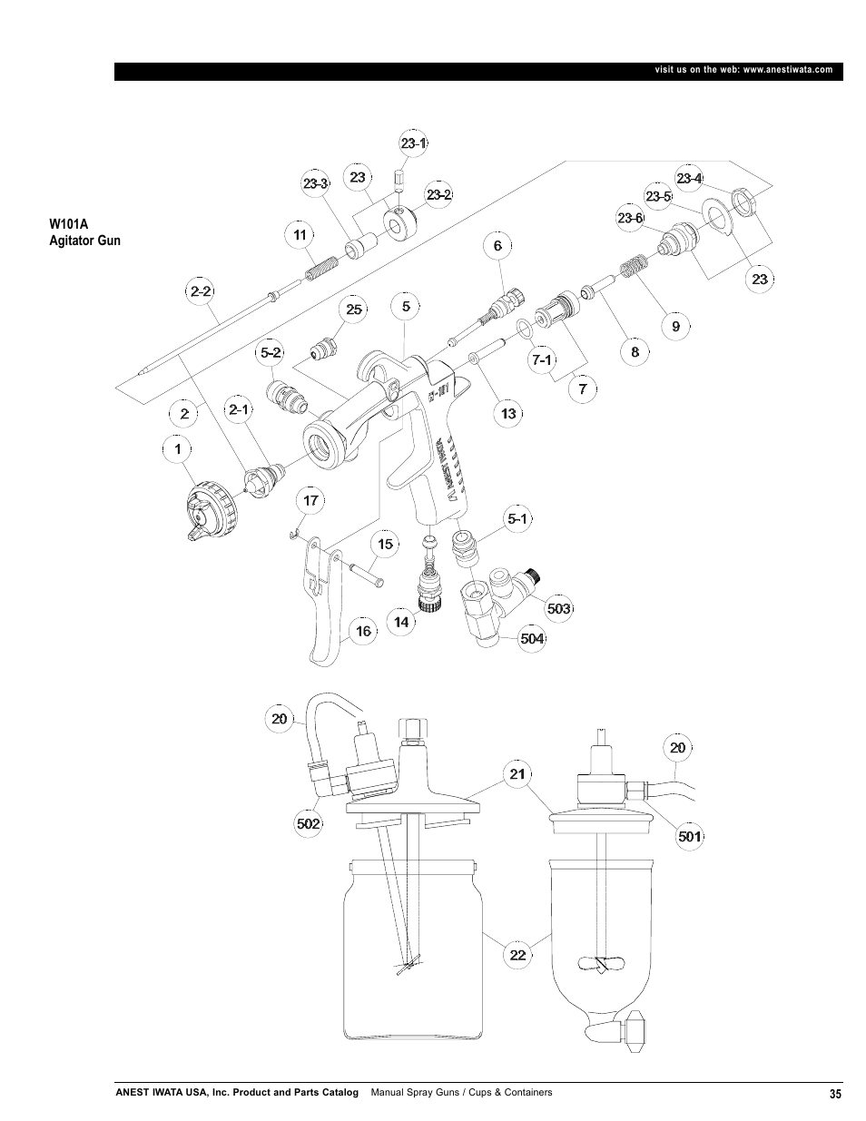 Anest Iwata Manual Spray Guns_Cups & Containers User Manual | Page 37 / 48