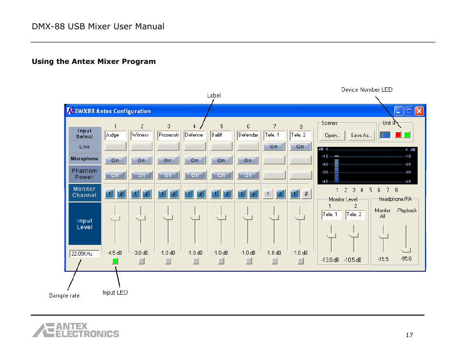 Dmx-88 usb mixer user manual | Antex Electronics DMX-88 USB Recording Mixer User Manual | Page 17 / 26