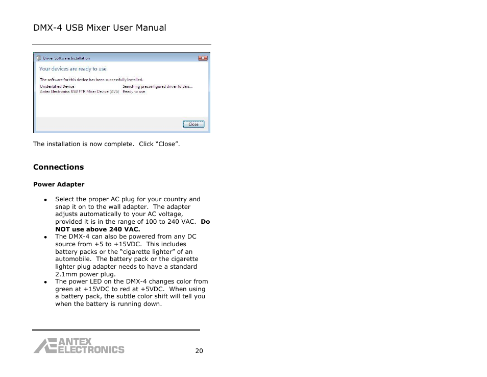 Dmx-4 usb mixer user manual | Antex Electronics DMX-4 USB Recording Mixer User Manual | Page 22 / 36