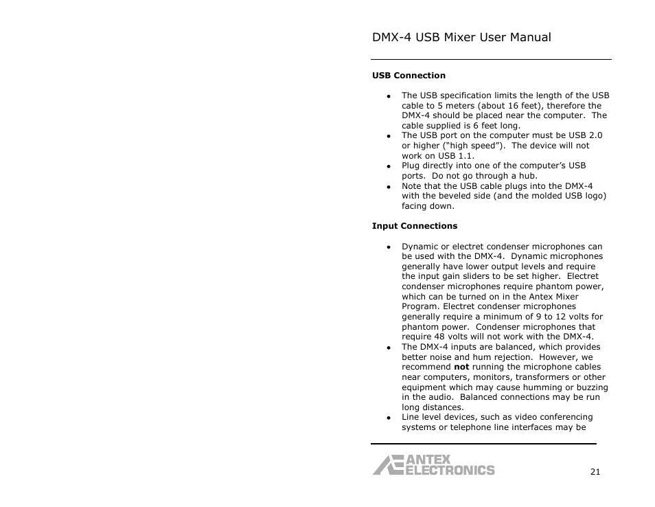 Dmx-4 usb mixer user manual | Antex Electronics DMX-4 USB Recording Mixer User Manual | Page 23 / 36