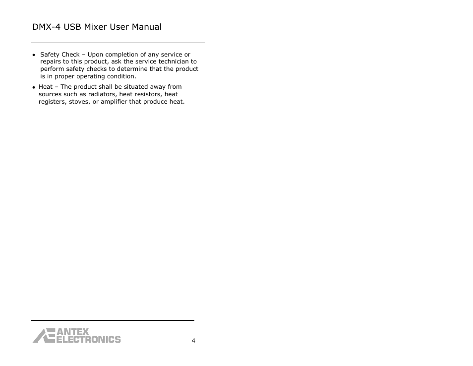 Dmx-4 usb mixer user manual | Antex Electronics DMX-4 USB Recording Mixer User Manual | Page 6 / 36