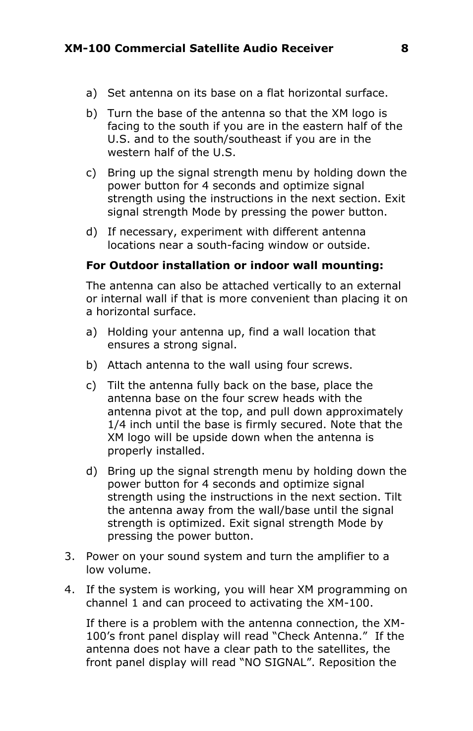 Antex Electronics XM-100 Commercial XM Satellite Radio User Manual | Page 8 / 27