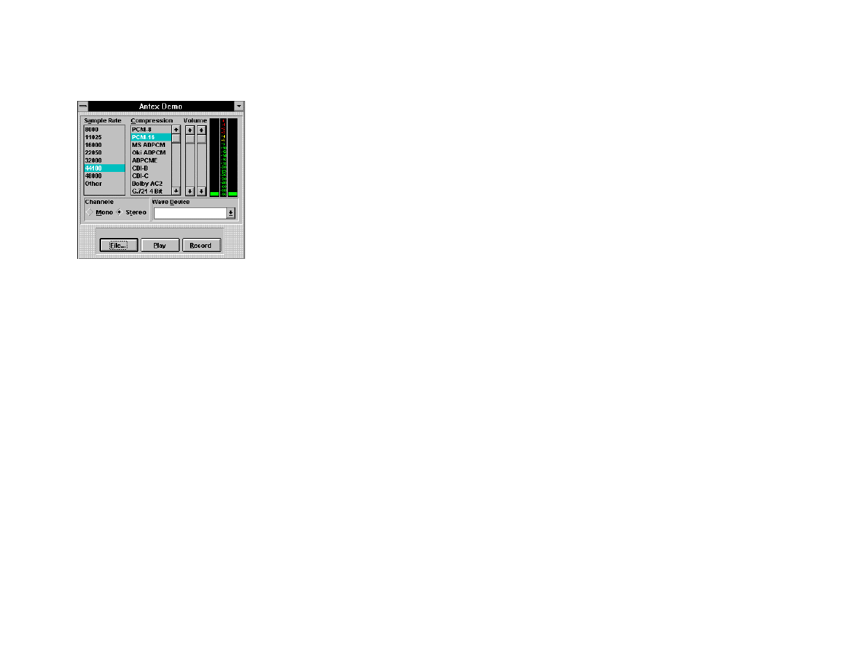 Using windows demonstration software, Figure  the antex demo window, Figure 7. the antex demo window | Antex Electronics SX-33e Digital Audio Adapter User Manual | Page 24 / 44