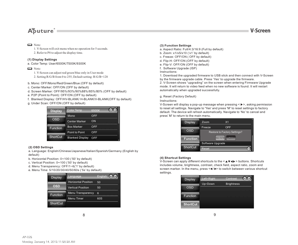 Aputure V-Screen VS-1 User Manual | Page 13 / 14