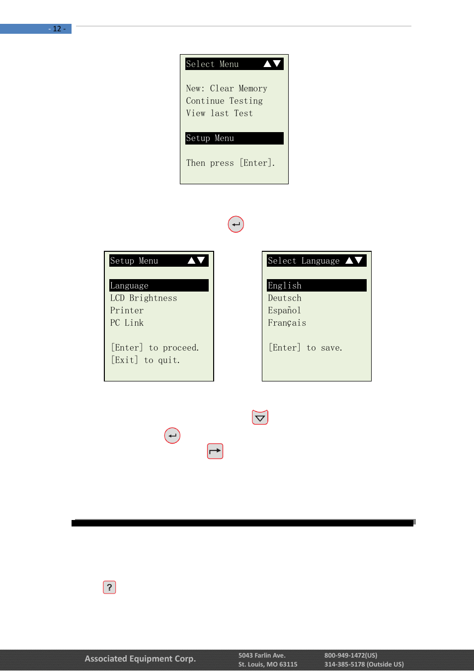 0 – help key | Associated Equipment 12-1015 Manual User Manual | Page 12 / 56