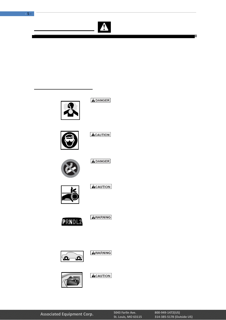 0 safety measures, 1 safety precautions | Associated Equipment 12-1015 Manual User Manual | Page 5 / 56