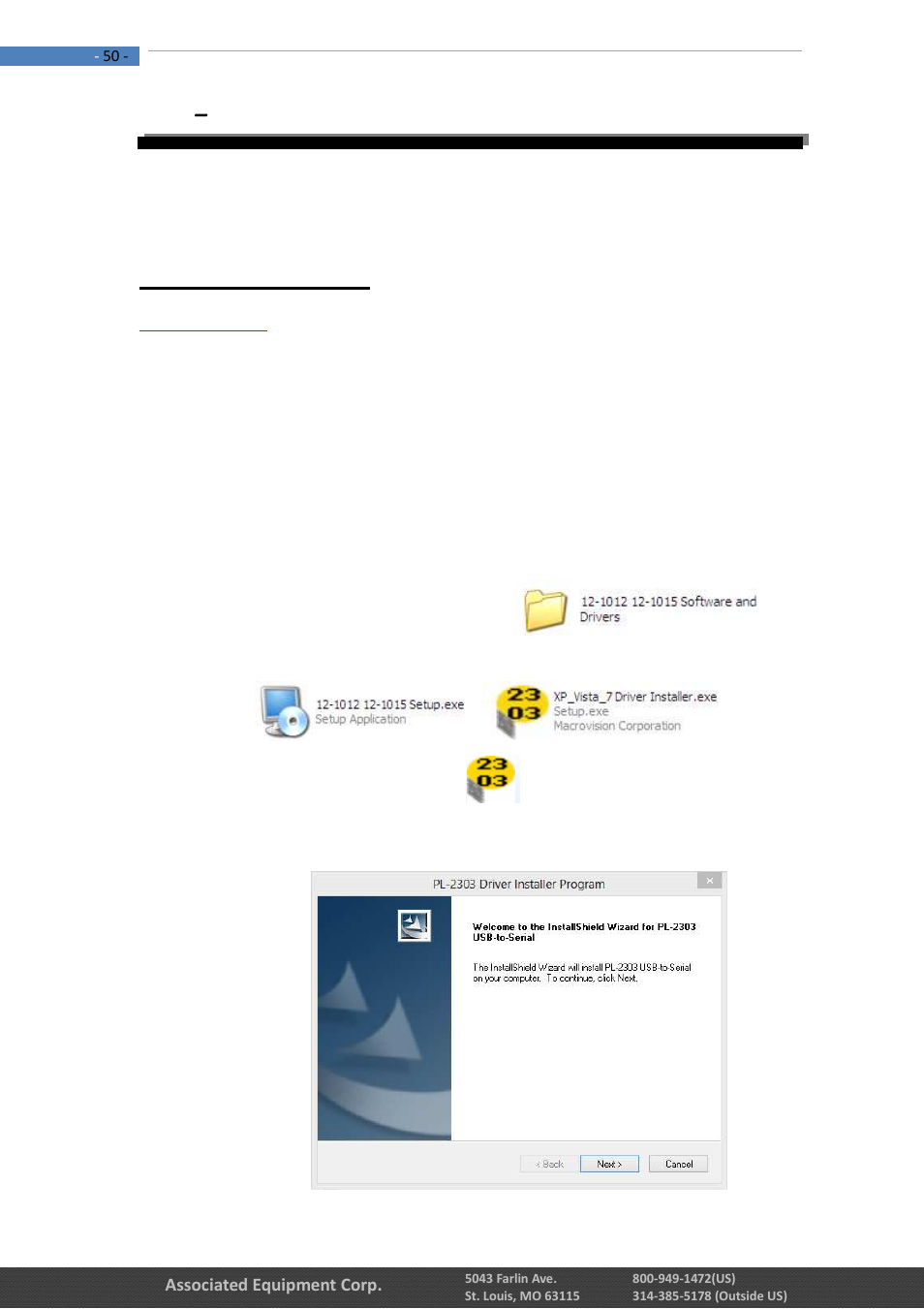 0 – pc link, 1 - installing driver | Associated Equipment 12-1015 Manual User Manual | Page 50 / 56