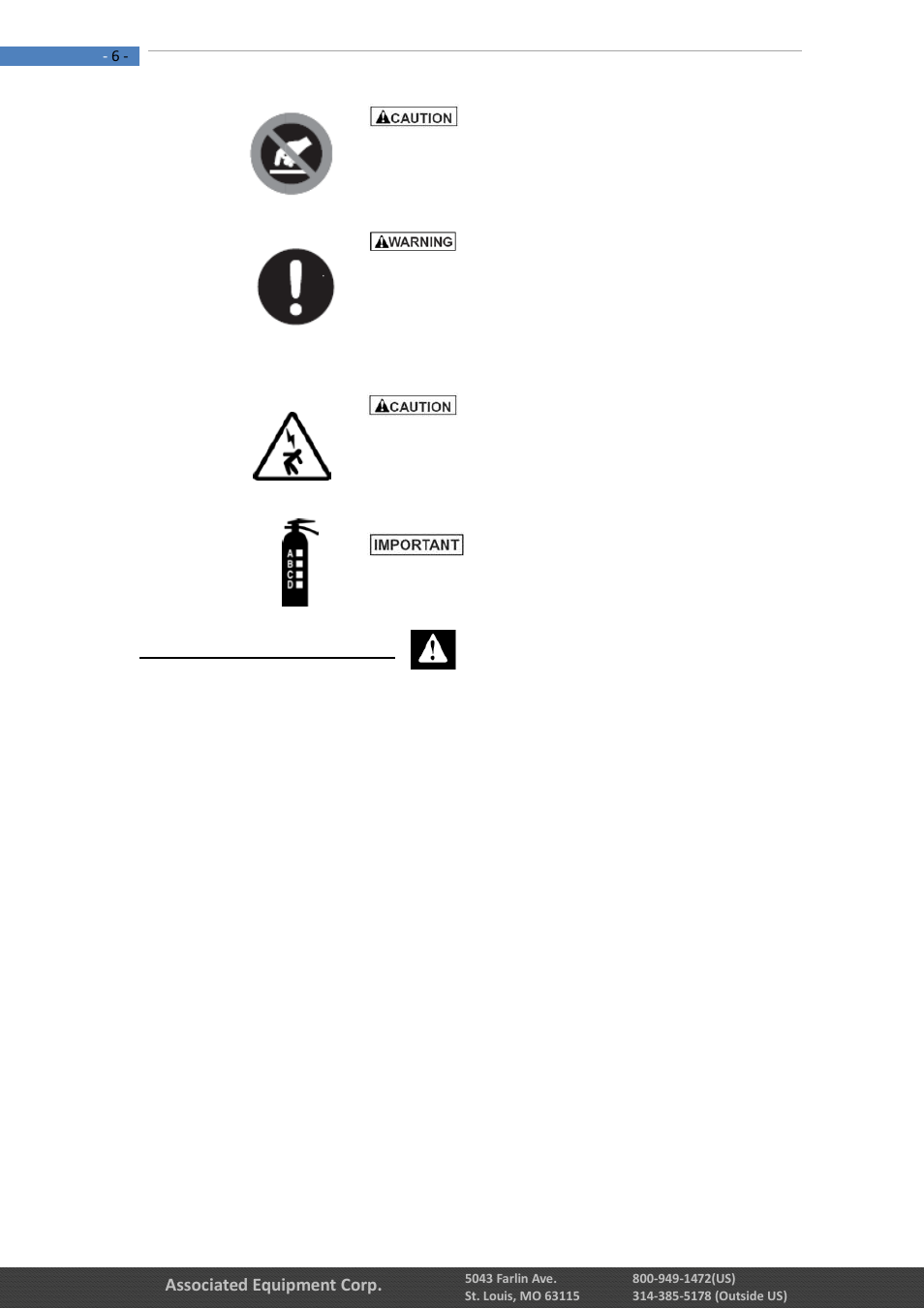 2 other precautions | Associated Equipment 12-1015 Manual User Manual | Page 6 / 56