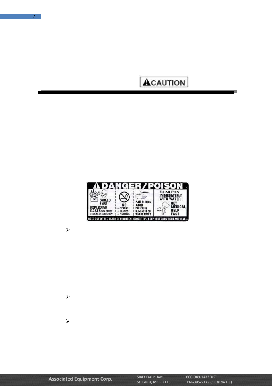 0 working with batteries | Associated Equipment 12-1015 Manual User Manual | Page 7 / 56