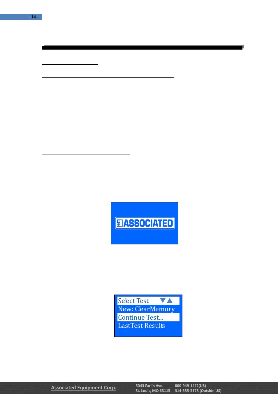0 - battery test | Associated Equipment 12-1012 Manual User Manual | Page 14 / 52