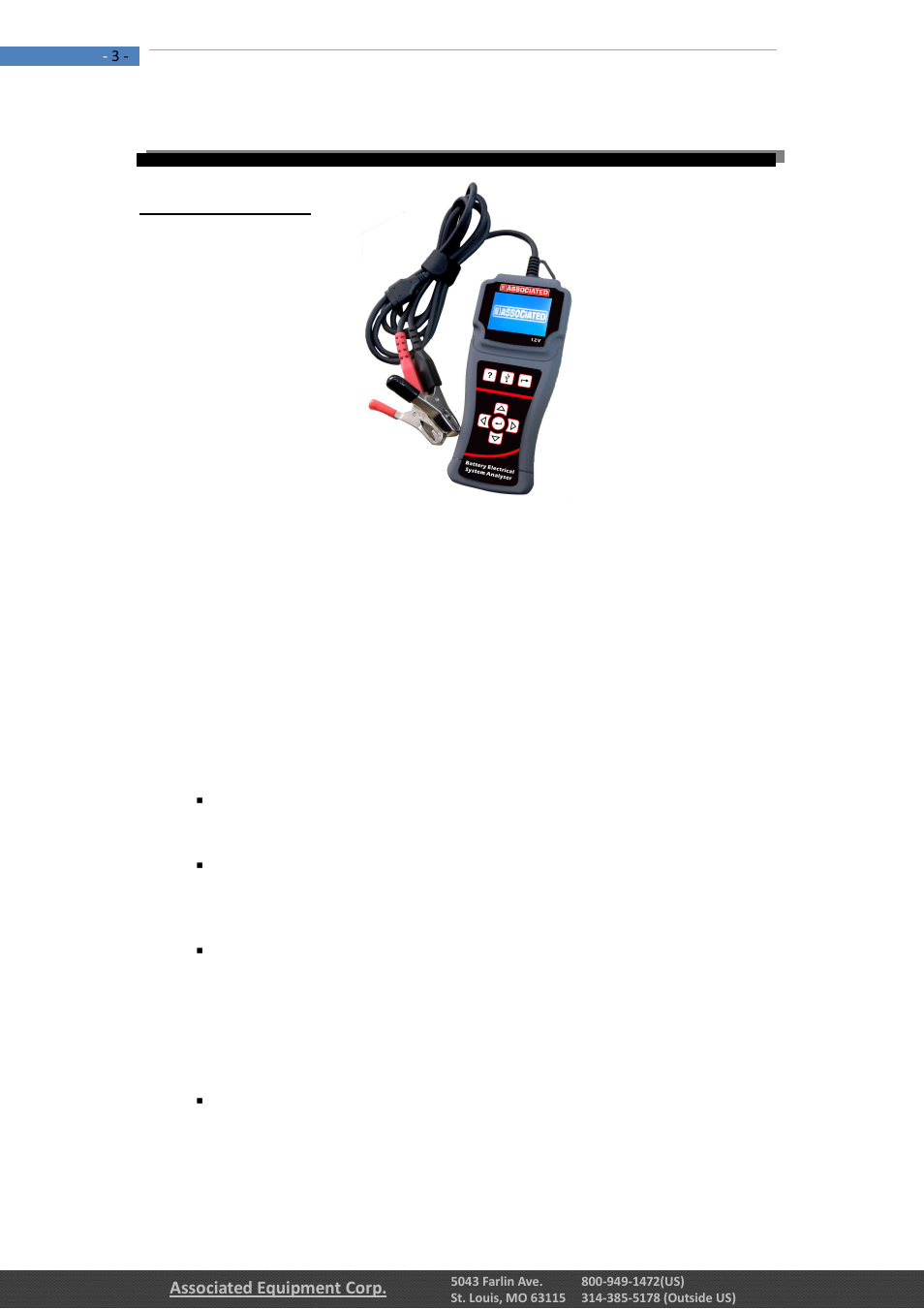 0 - introduction, The product | Associated Equipment 12-1012 Manual User Manual | Page 3 / 52