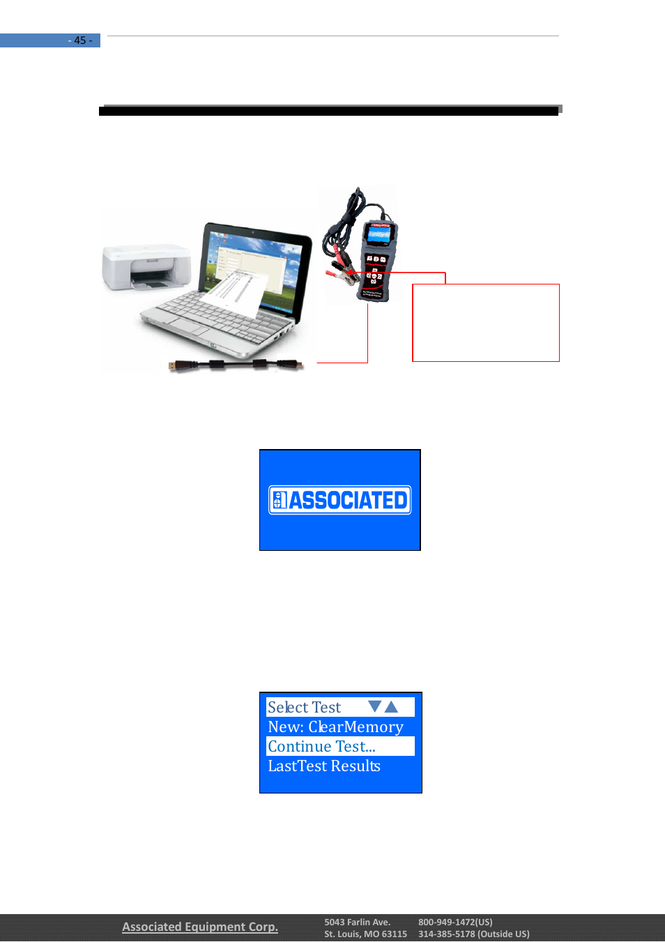 0 – view last test results | Associated Equipment 12-1012 Manual User Manual | Page 45 / 52