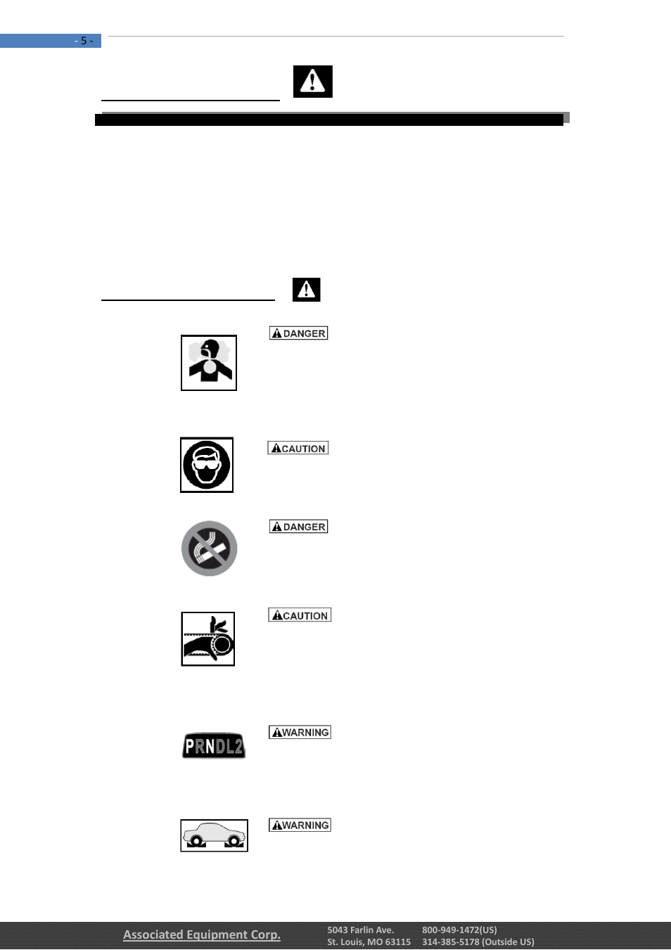 0 safety measures, 1 safety precautions | Associated Equipment 12-1012 Manual User Manual | Page 5 / 52