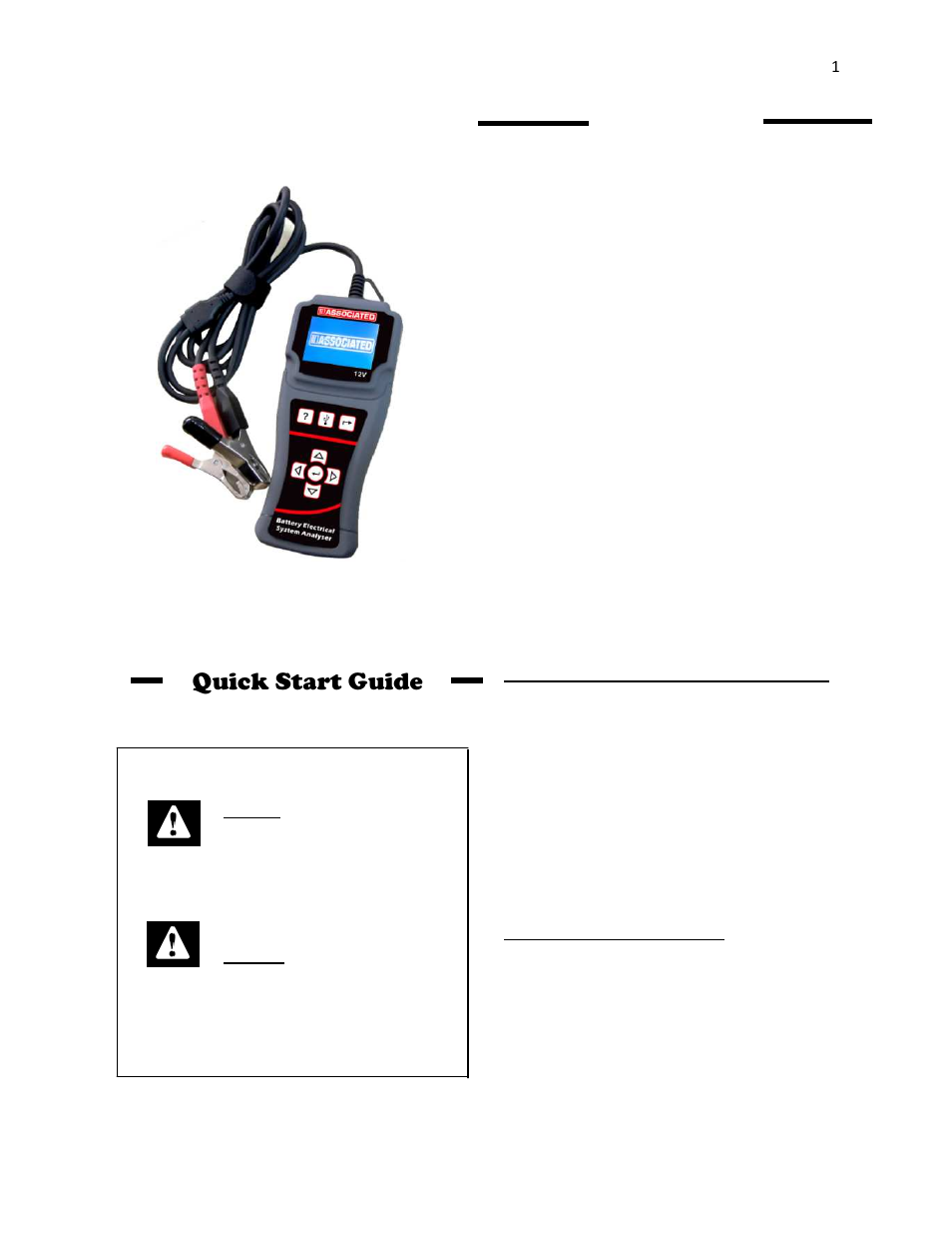 Associated Equipment 12-1012 Quick Guide User Manual | 8 pages