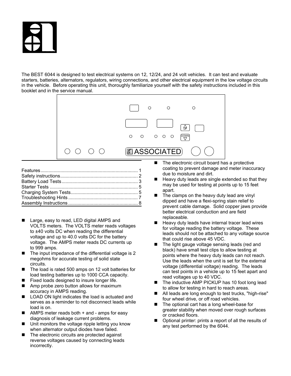 Associated Equipment 6044 User Manual | 7 pages