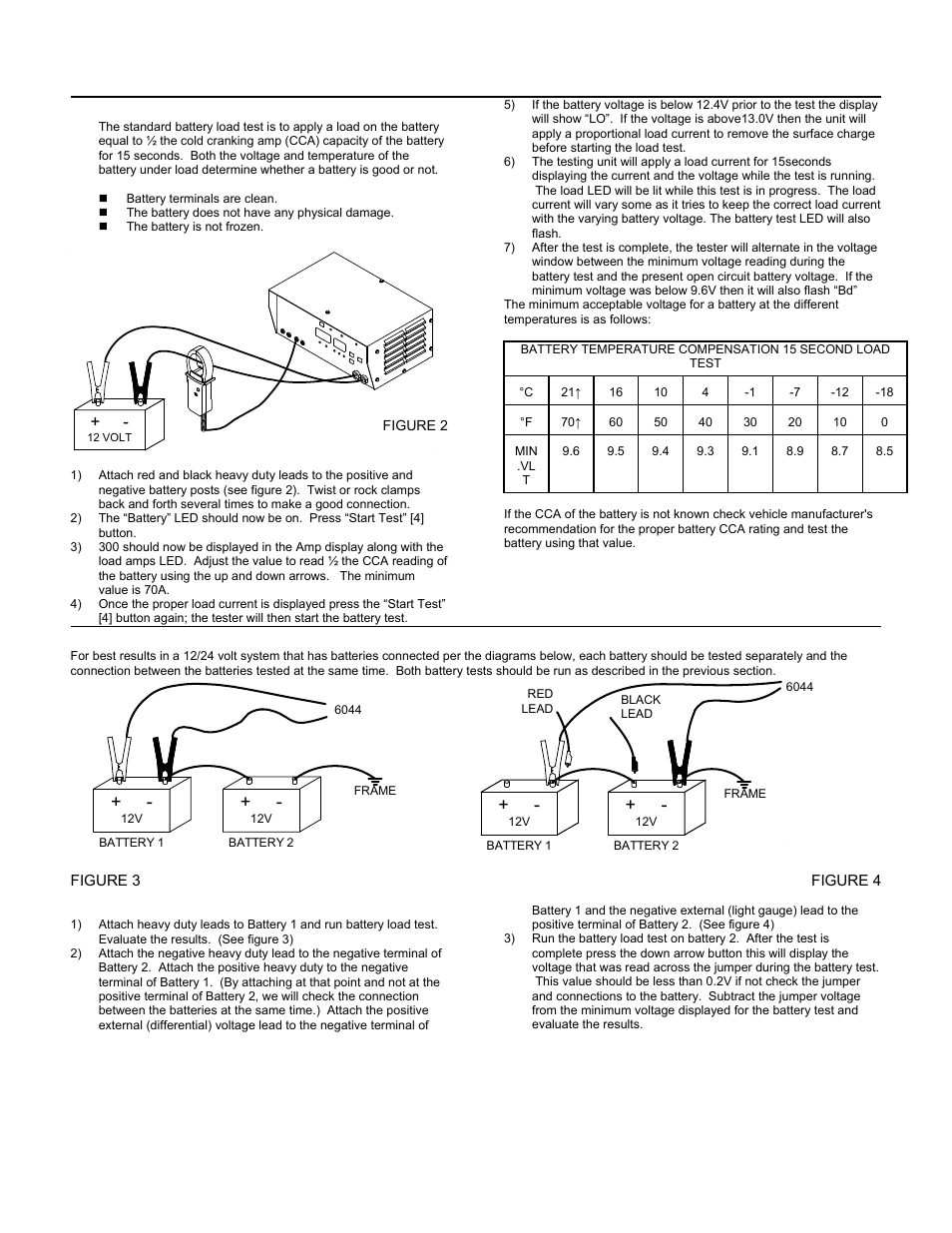 Battery load tests, Testing 12 volt batteries, Testing 12/24 volt systems | Associated Equipment 6044 User Manual | Page 3 / 7