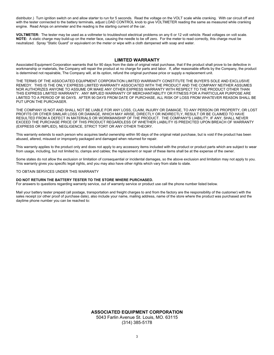 Associated Equipment 6034 User Manual | Page 3 / 4