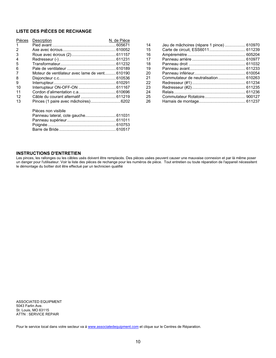 Associated Equipment ESS6011 User Manual | Page 10 / 16