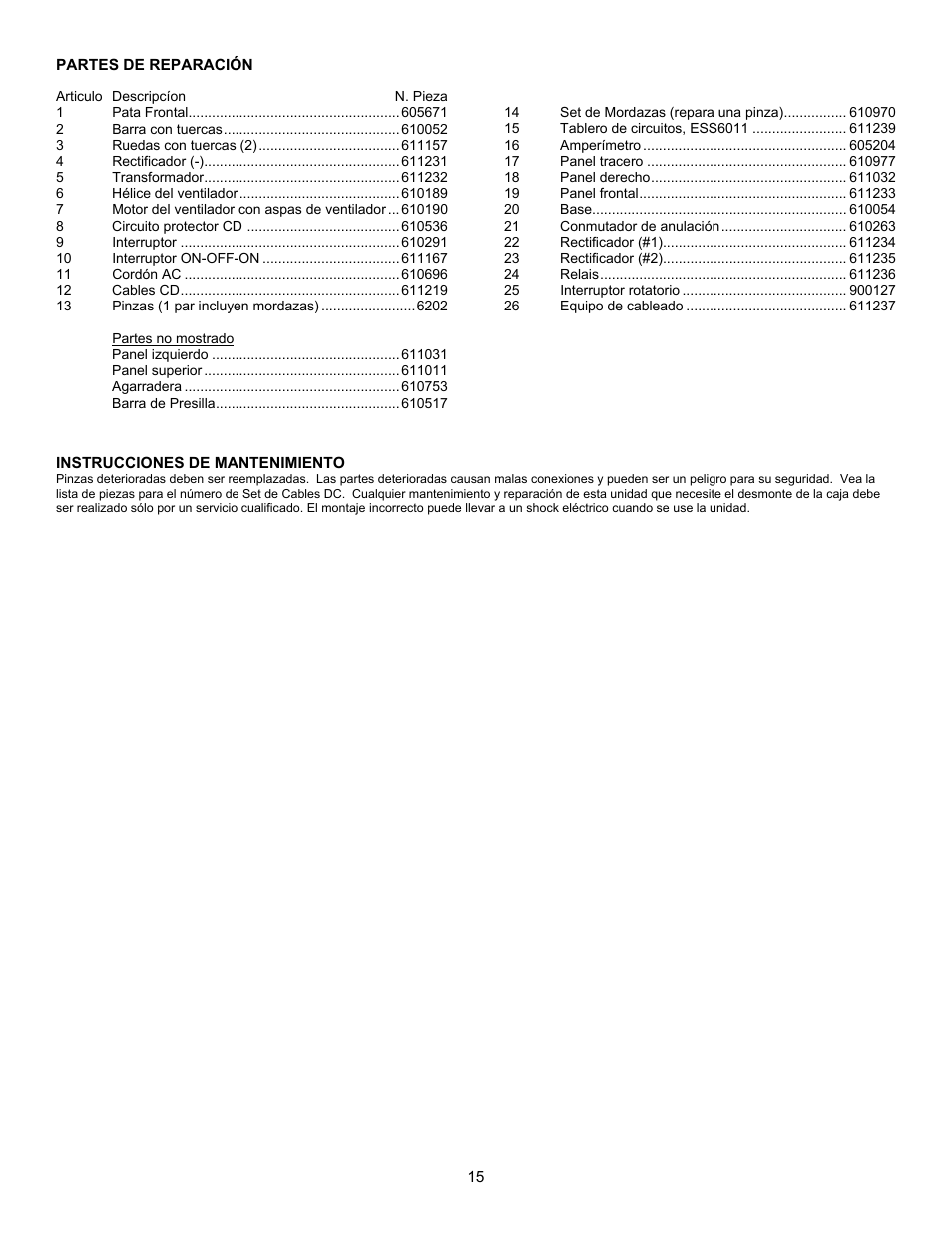 Associated Equipment ESS6011 User Manual | Page 15 / 16