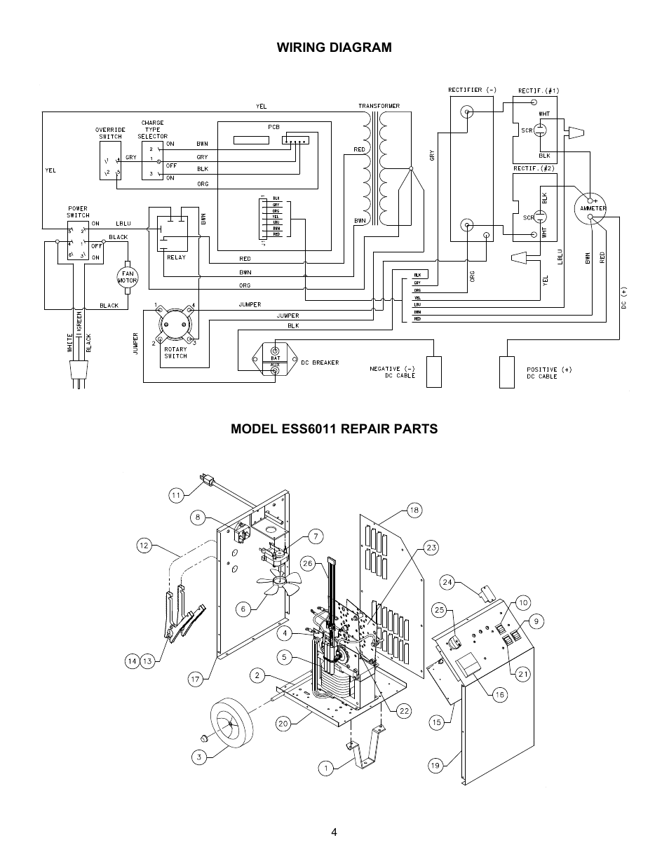 Wiring diagram, Model ess6011 repair parts | Associated Equipment ESS6011 User Manual | Page 4 / 16