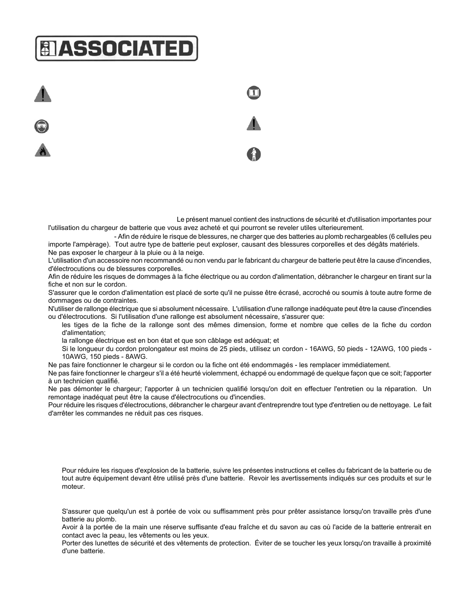 Modèle 6015a, Manuel d'utilisation, Instructions de sécurité importantes | Associated Equipment 6015A User Manual | Page 5 / 12
