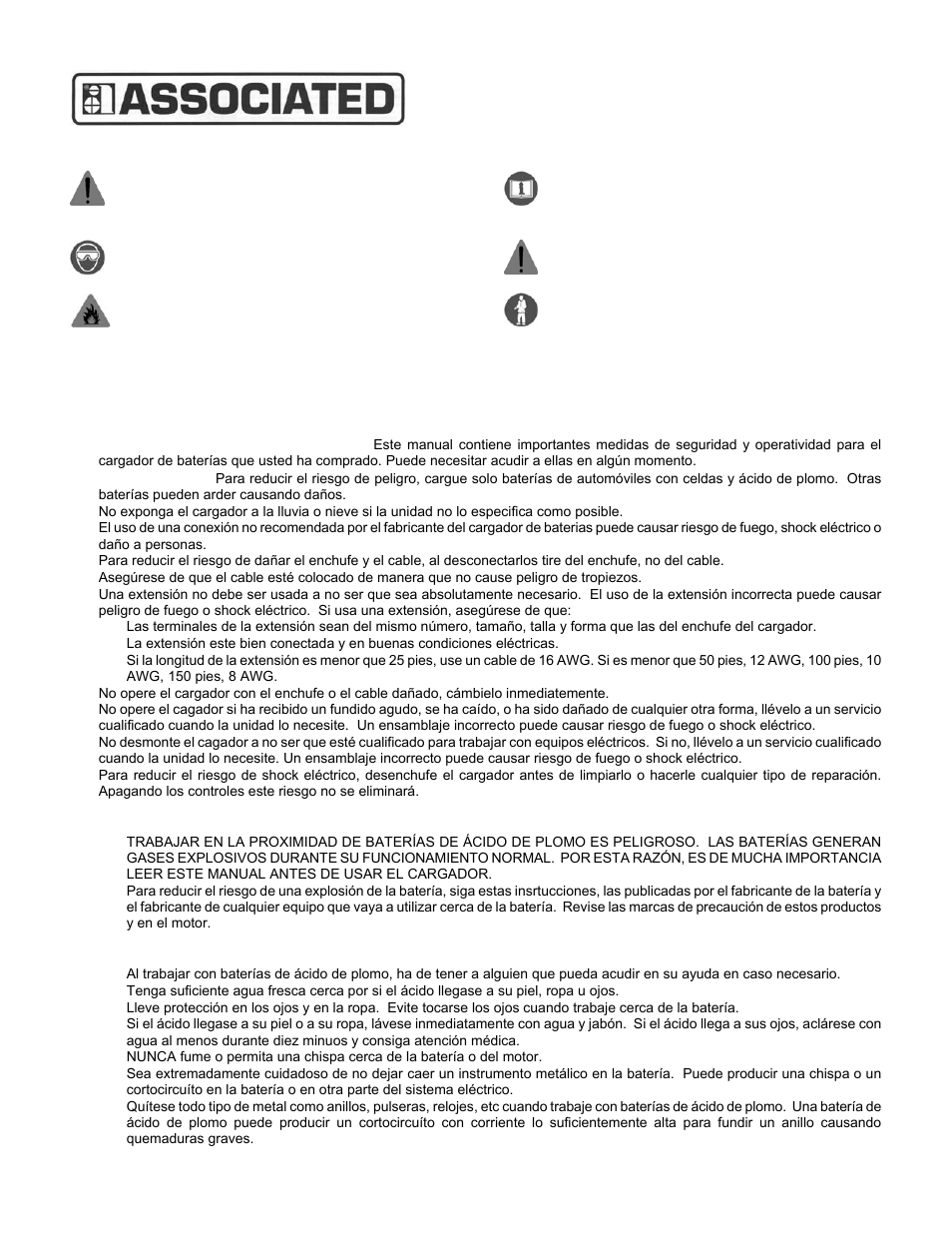 Modelo 6015a, Manual del operador, Medidas importantes de seguridad | Associated Equipment 6015A User Manual | Page 9 / 12