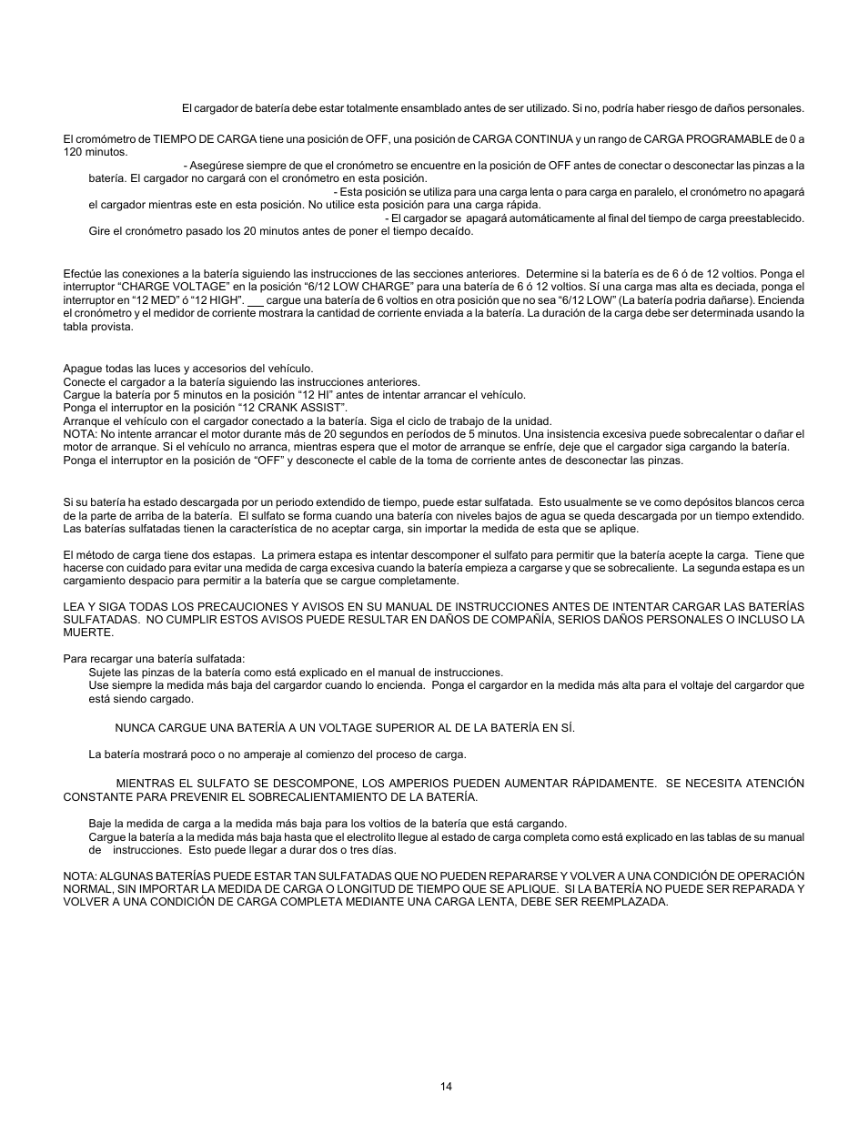 Instrucciones de operación, Precaución | Associated Equipment 6009 User Manual | Page 14 / 16