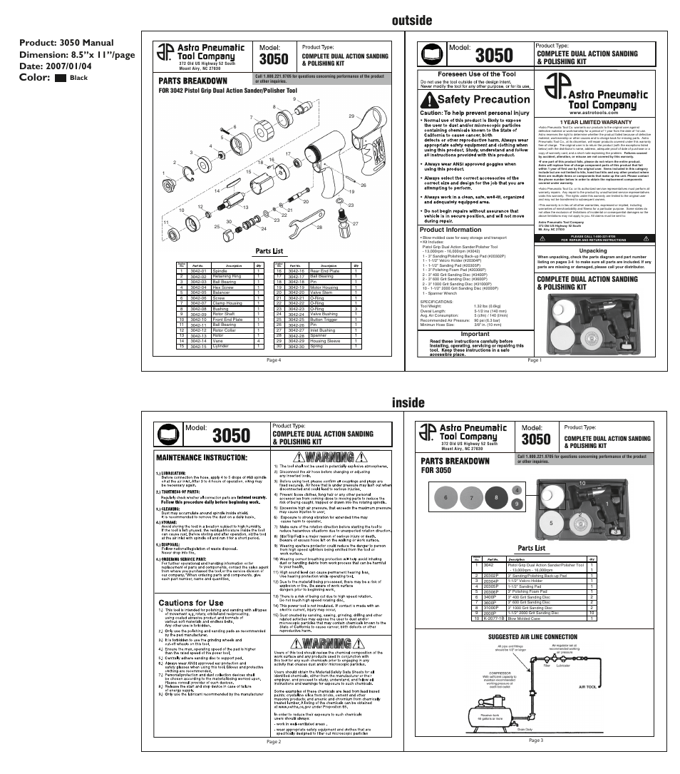 Outside inside, Color | Astro Pneumatic 3050 Complete Dual Action Sanding & Polishing Kit User Manual | Page 4 / 4