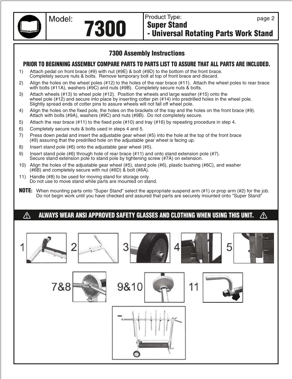 Super stand - universal rotating parts work stand | Astro Pneumatic 7300 Super Stand - Universal Rotating Parts Work Stand User Manual | Page 2 / 4