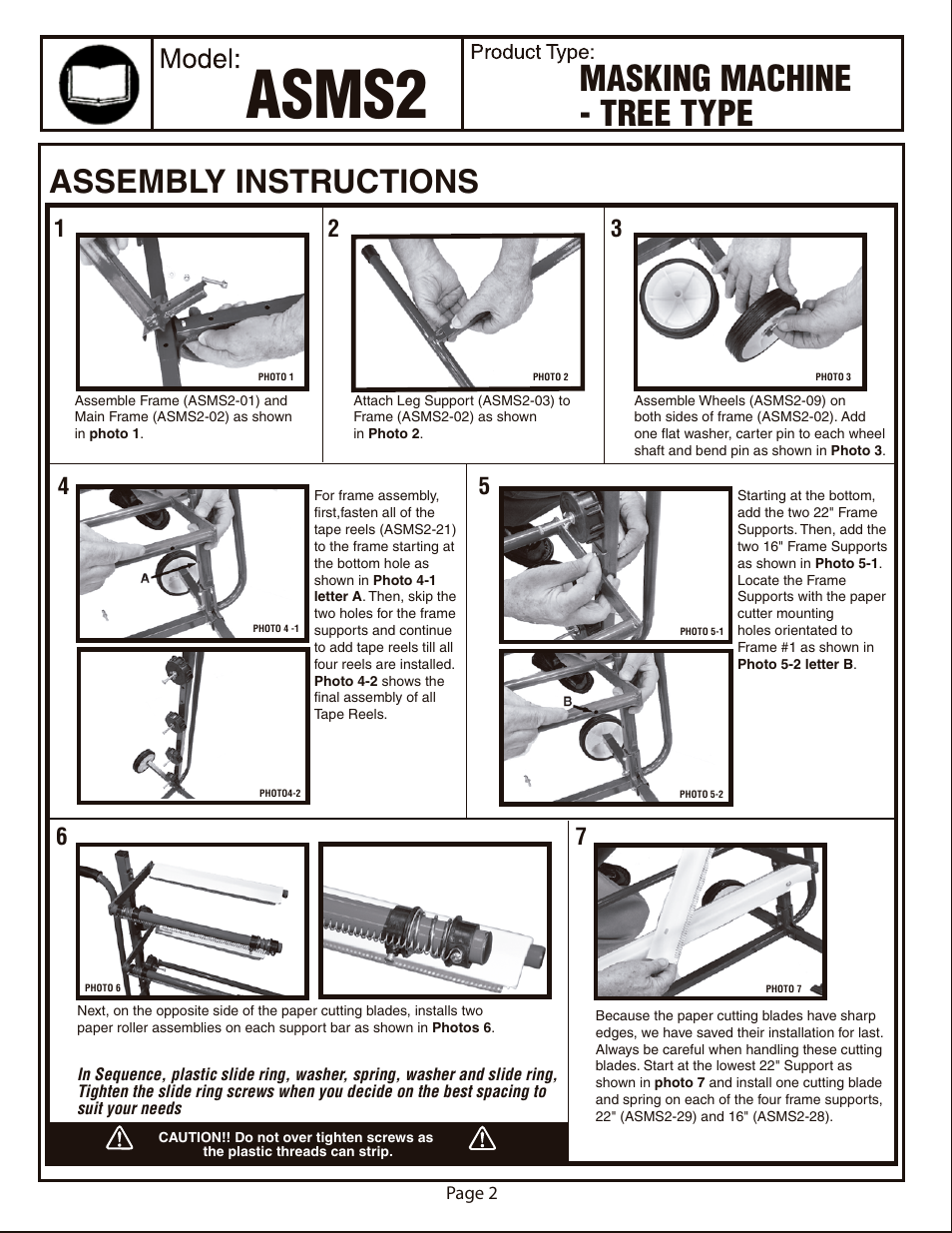 Asms2, Masking machine - tree type, Assembly instructions | Astro Pneumatic ASMS2 Masking Station - Tree Type User Manual | Page 2 / 3