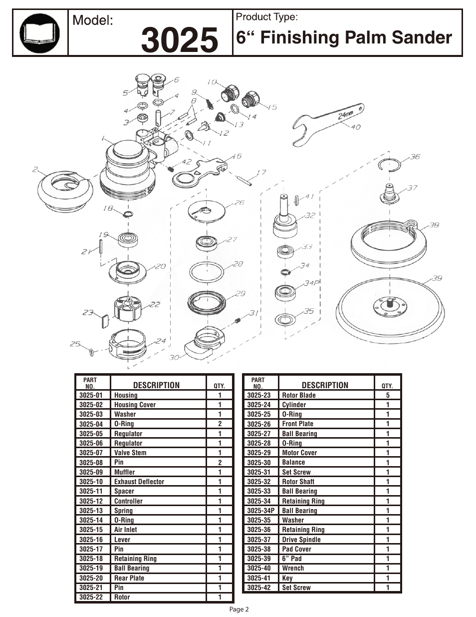 6“ finishing palm sander | Astro Pneumatic 3025 6 Finishing Palm Sander - 3/32 Stroke Finish User Manual | Page 2 / 4