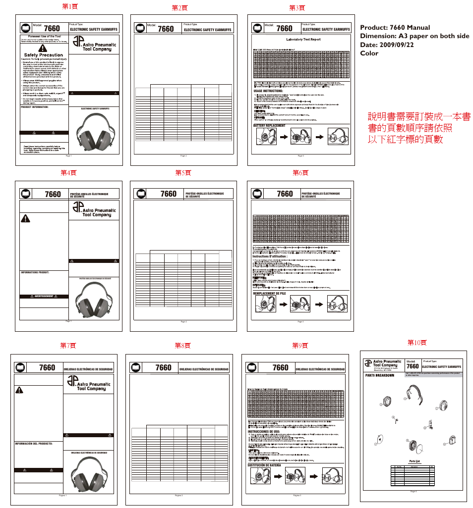 Astro Pneumatic 7660 Electronic Safety Earmuffs User Manual | 10 pages
