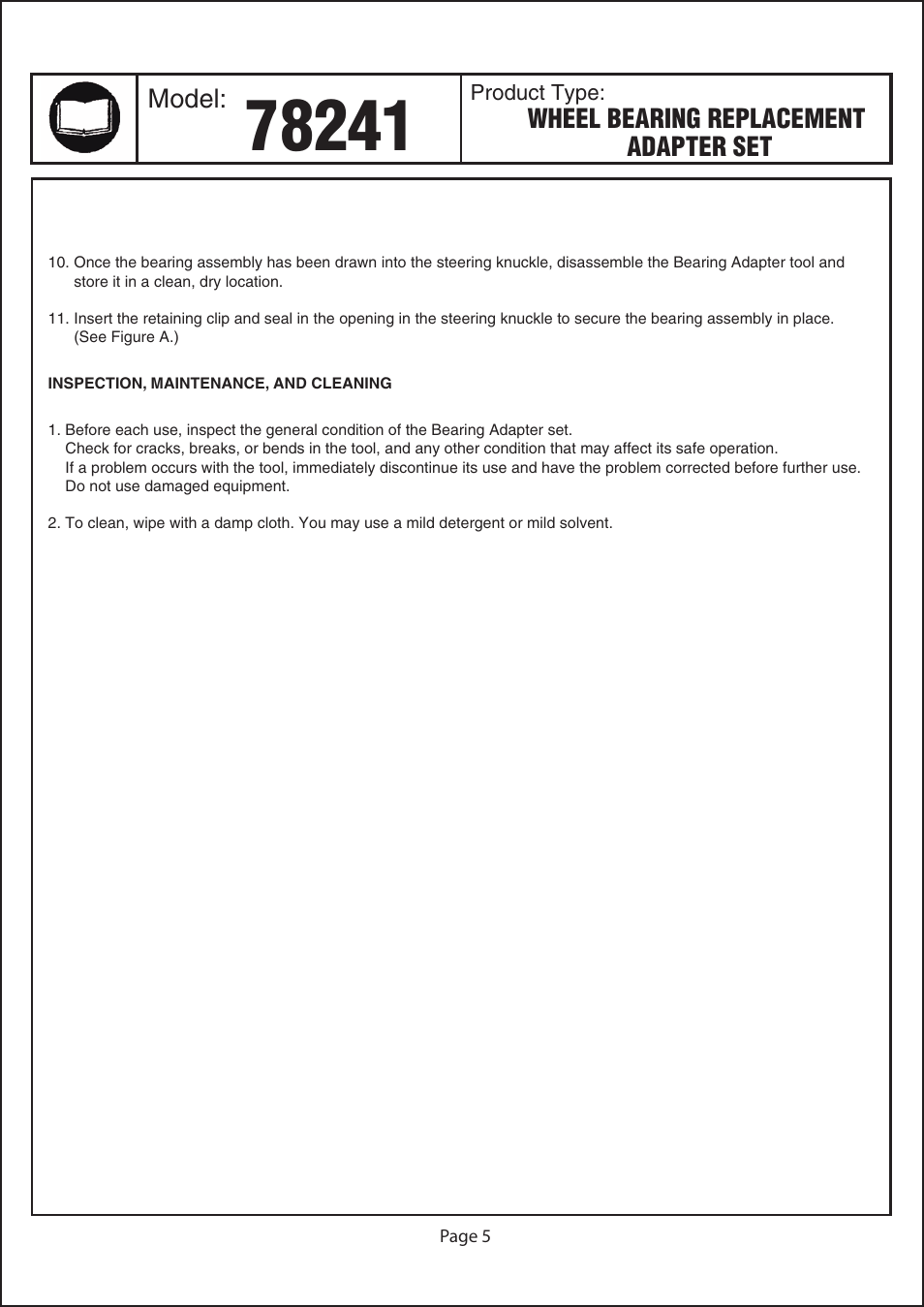 Astro Pneumatic 78241 Wheel Bearing Replacement Adapter Set User Manual | Page 5 / 6