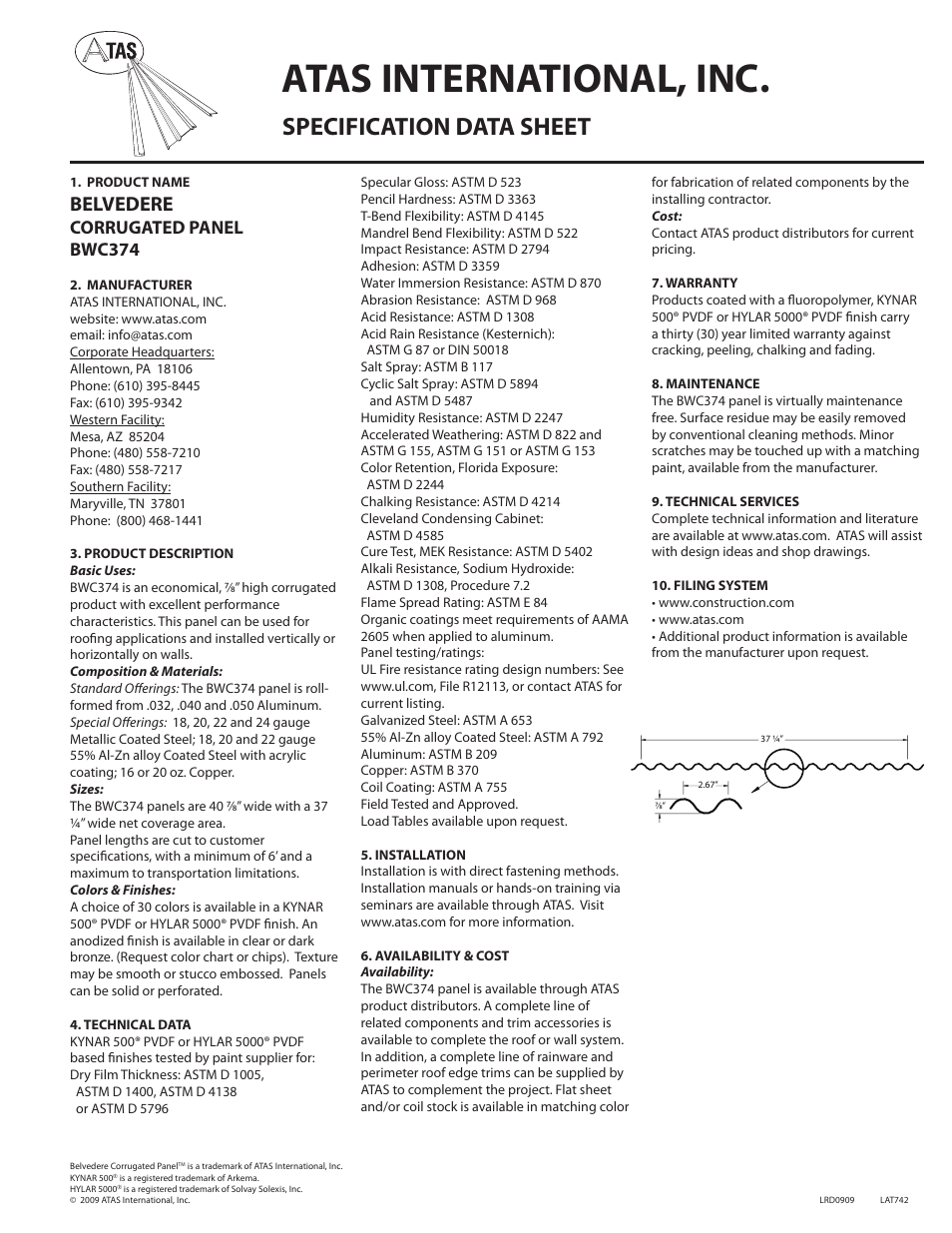 ATAS Curved Corrugated Panel User Manual | 1 page