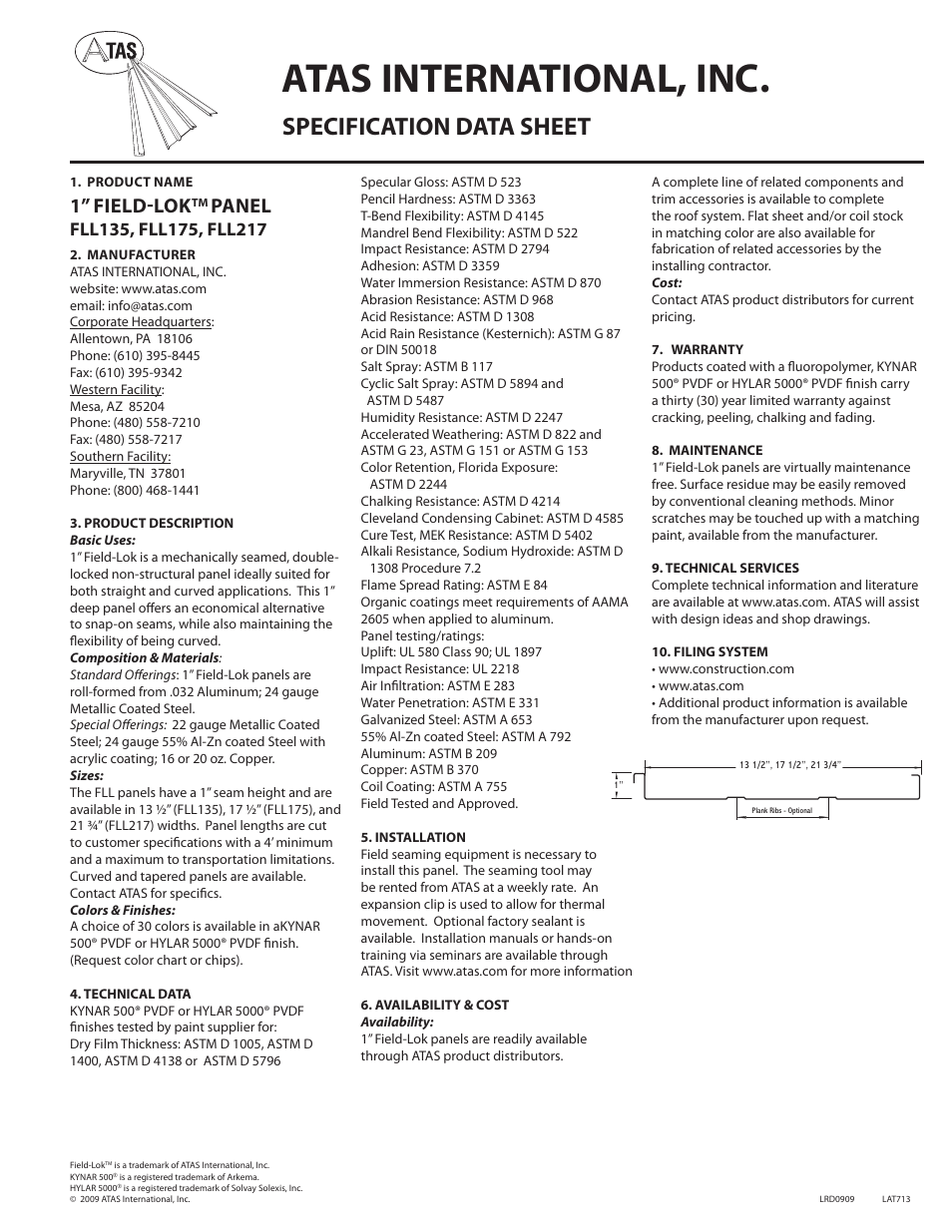 ATAS 1 Field-Lok FLL135, FLL175, FLL217 User Manual | 1 page