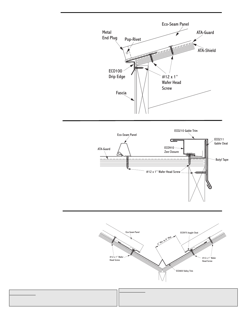 Eave detail gable detail valley detail | ATAS Eco-Seam User Manual | Page 2 / 4