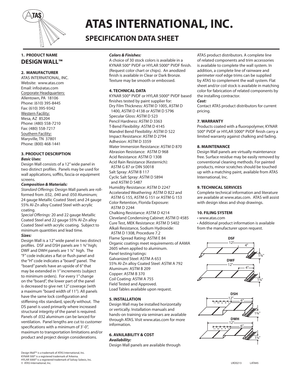 ATAS Design Wall Panel User Manual | 1 page