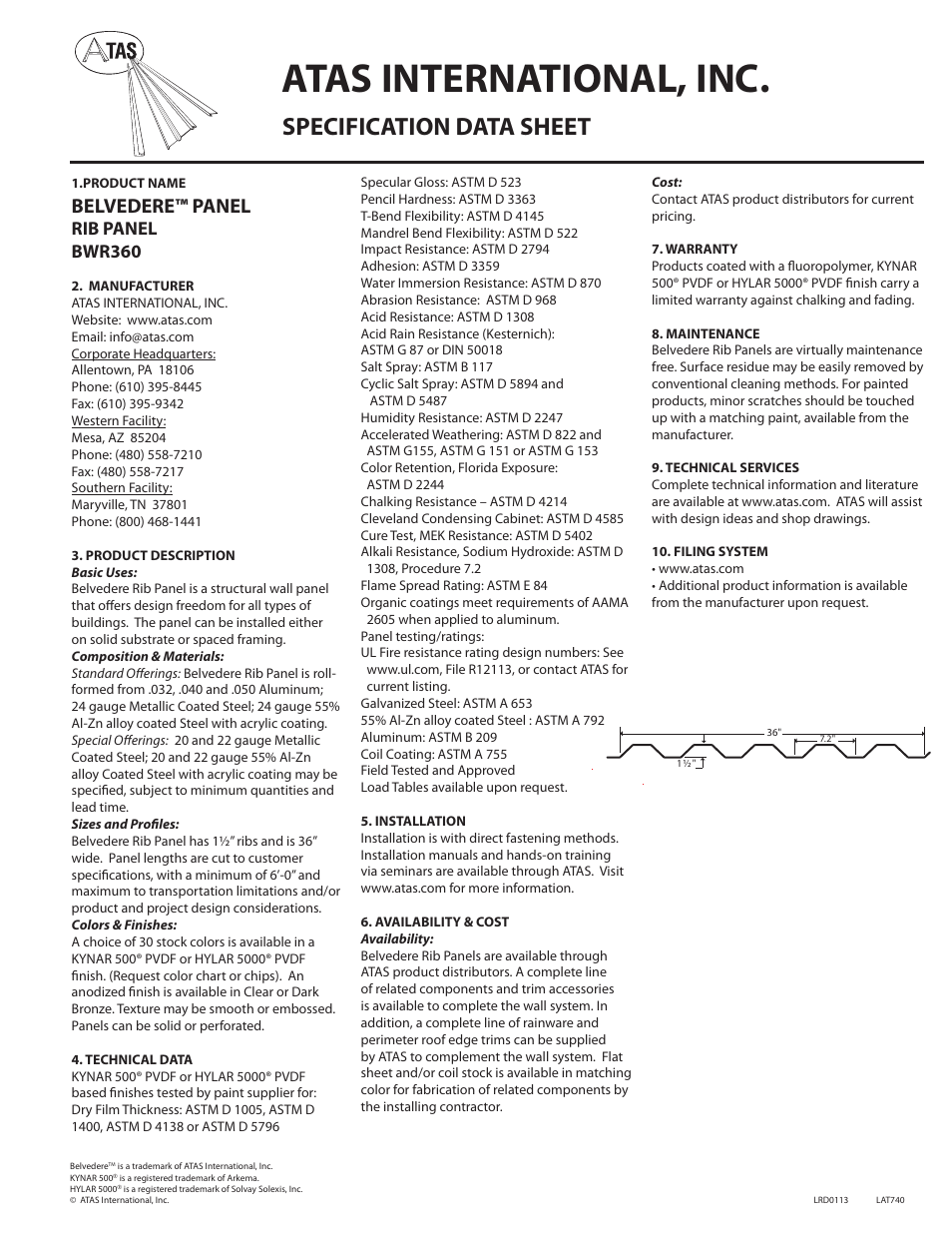 ATAS Belvedere Rib BWR360 User Manual | 1 page