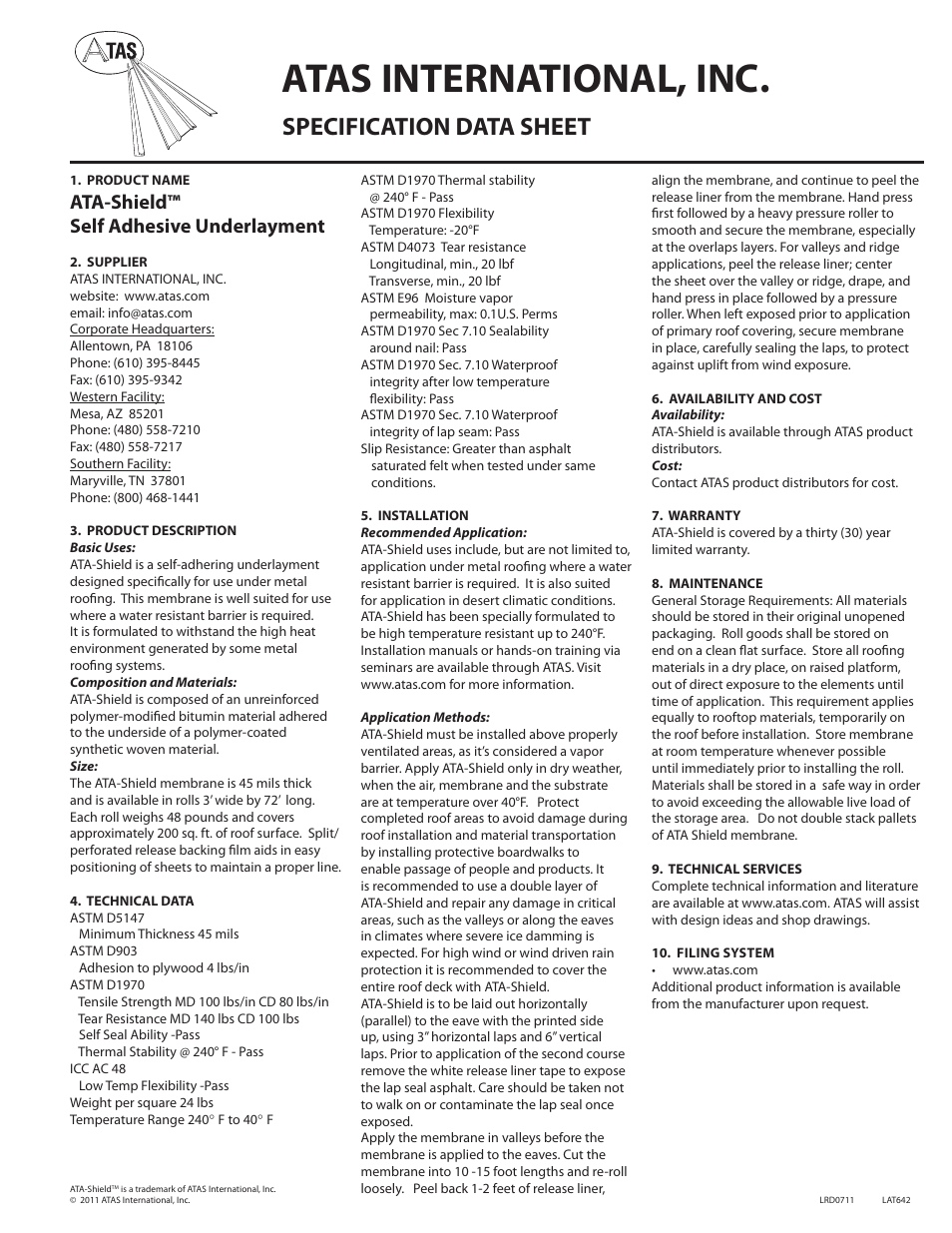 ATAS ATA-Shield User Manual | 1 page