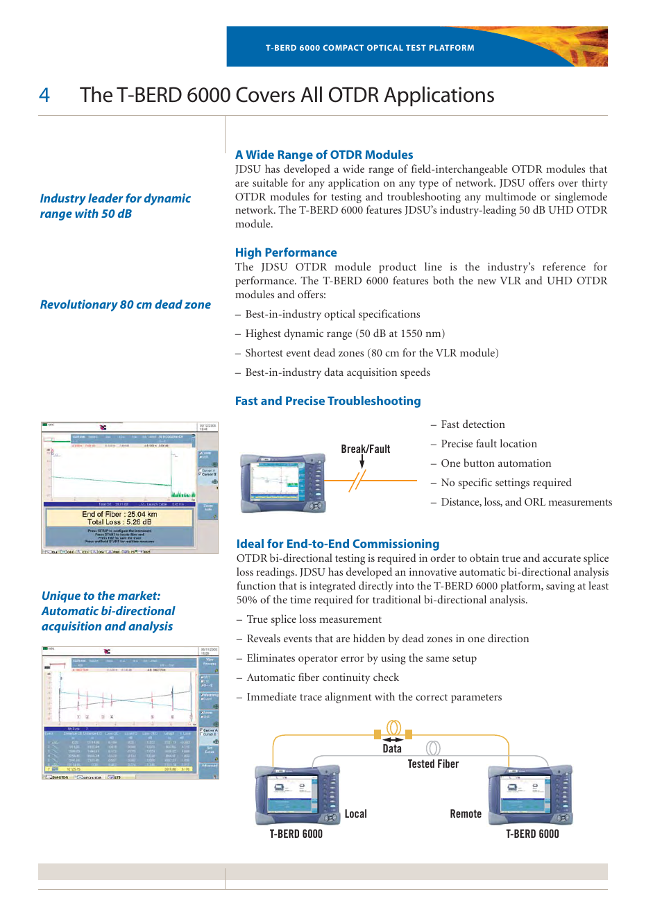 The t-berd 6000 covers all otdr applications | Atec JDSU-T-Berd-6000 User Manual | Page 4 / 8