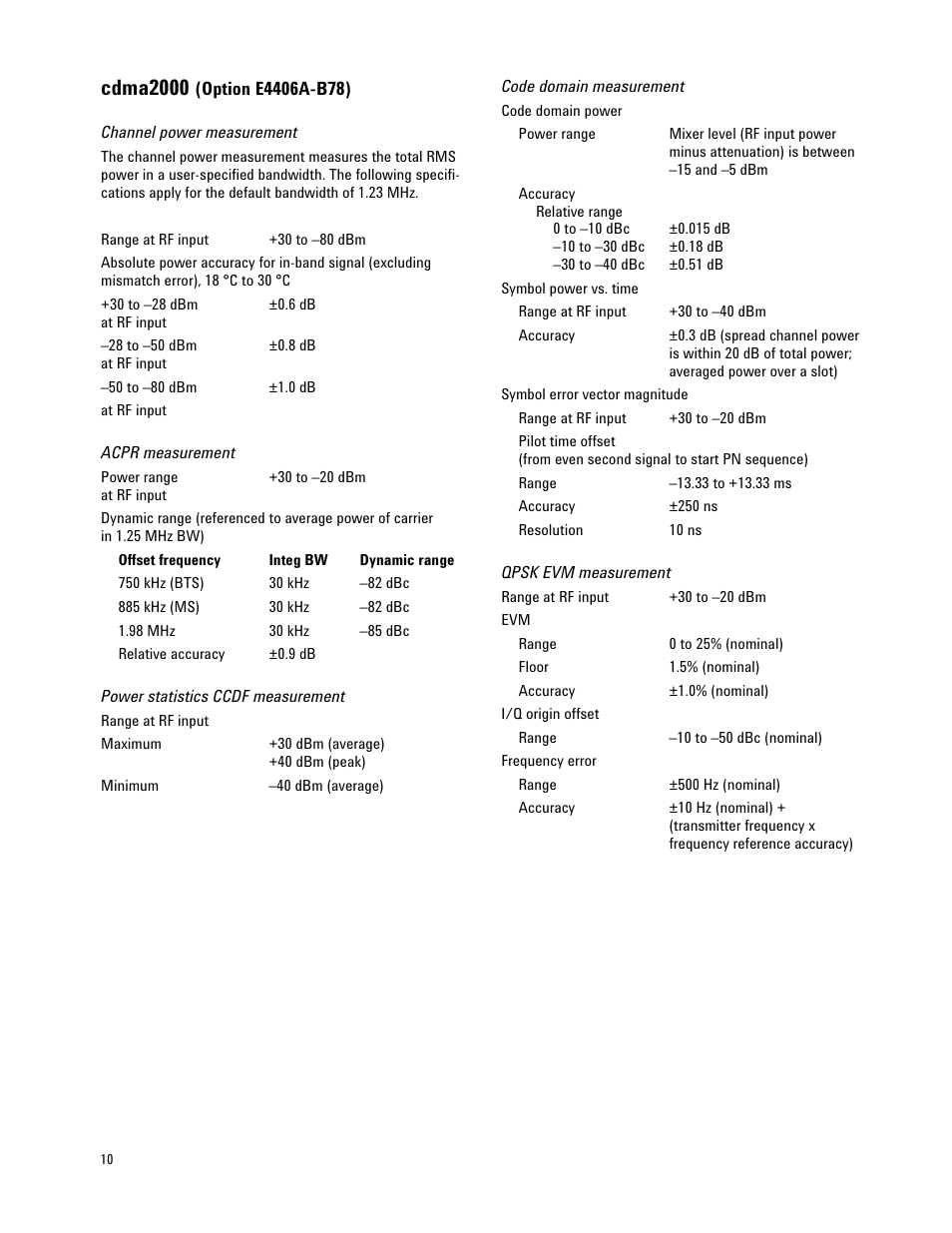 Cdma2000 | Atec Agilent-E4406A User Manual | Page 10 / 20