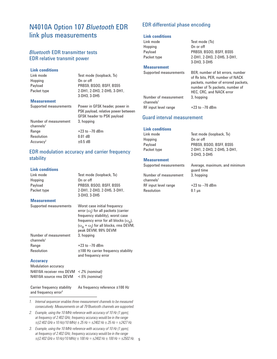 Edr differential phase encoding, Guard interval measurement | Atec Agilent-N4010A User Manual | Page 5 / 16