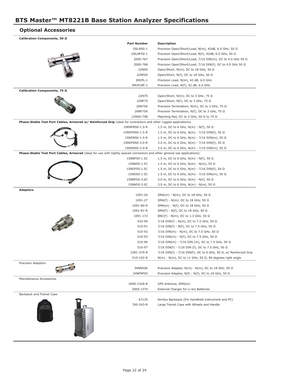 Optional accessories | Atec Anritsu-MT8221B User Manual | Page 22 / 24