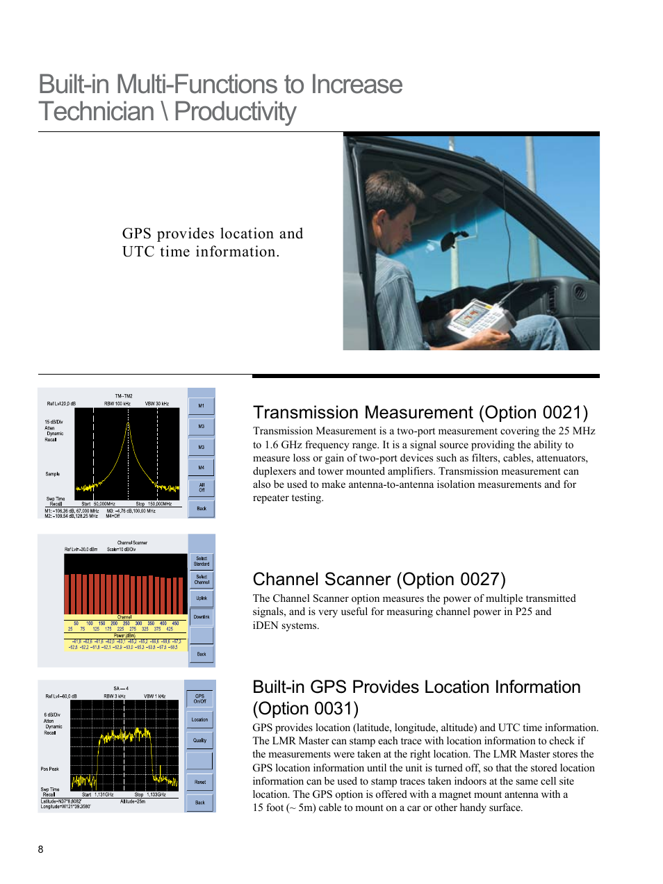 Channel scanner (option 0027), Transmission measurement (option 0021) | Atec Anritsu-S412D User Manual | Page 8 / 16