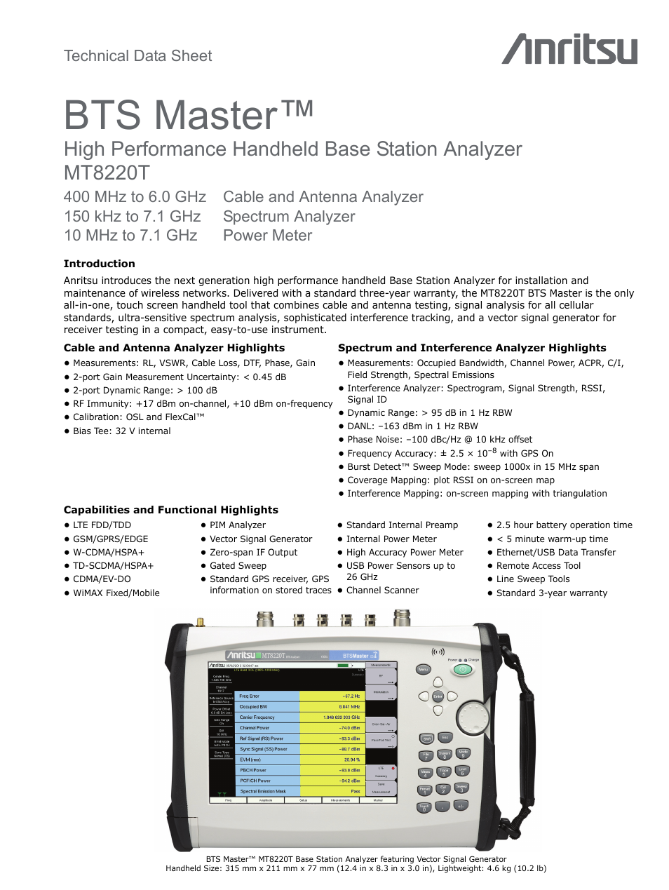 Atec Anritsu-MT8220T User Manual | 28 pages