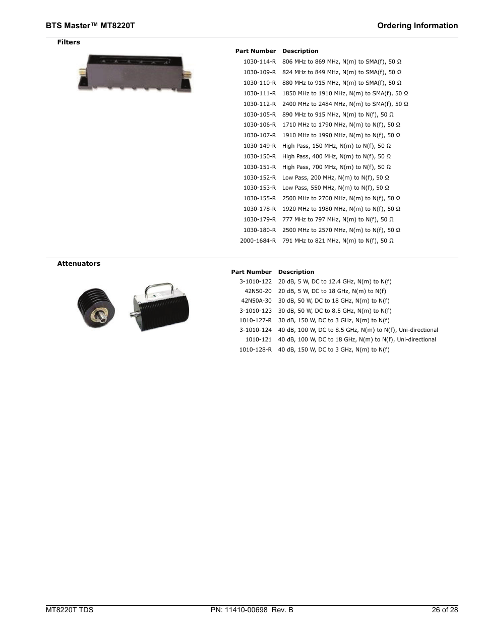 Bts master™ mt8220t ordering information | Atec Anritsu-MT8220T User Manual | Page 26 / 28