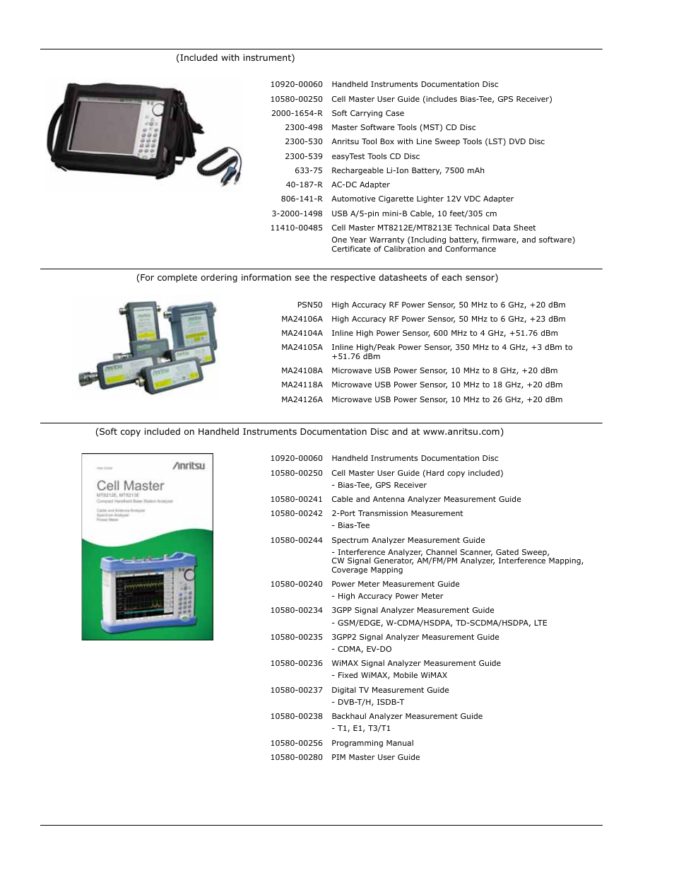 Power sensors, Manuals | Atec Anritsu-MT8212E-MT8213E User Manual | Page 25 / 32