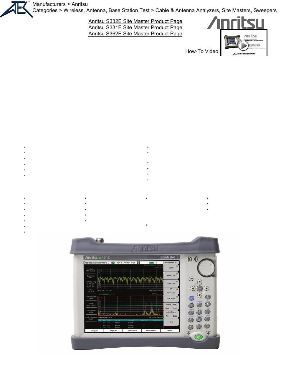 Atec Anritsu-S331E-S332E-S361E-S362E User Manual | 16 pages