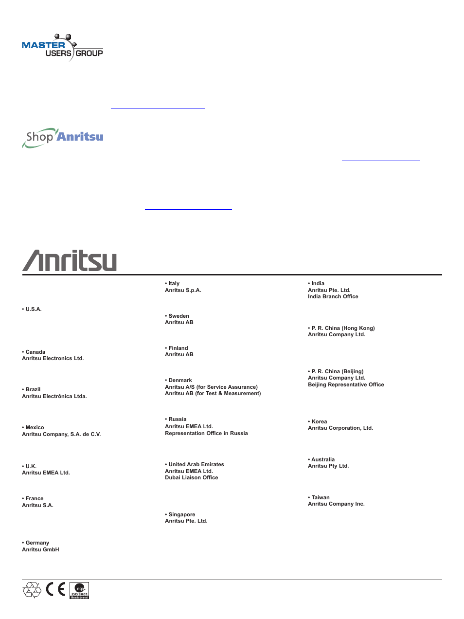 Training at anritsu | Atec Anritsu-S331E-S332E-S361E-S362E User Manual | Page 16 / 16