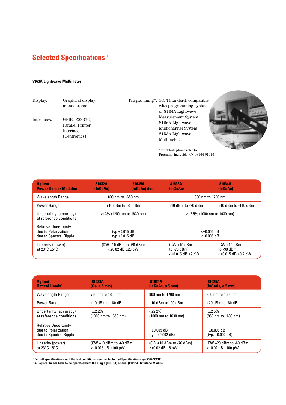 Selected specifications | Atec Agilent-8163A-81634A User Manual | Page 6 / 8